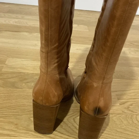Nine West Brown/Tan Leather Boots - Size 9m - Picture 3 of 4